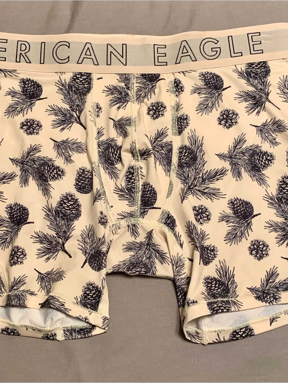 American Eagle Outfitters Cream Boxer Briefs with Black Pinecone Pattern